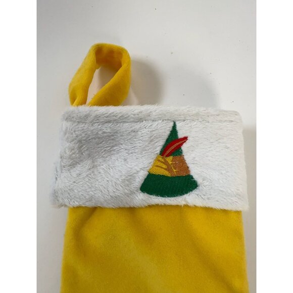Yellow Elf-Themed Christmas Stocking With Embroidered Hat & Red Feather - Picture 7 of 12